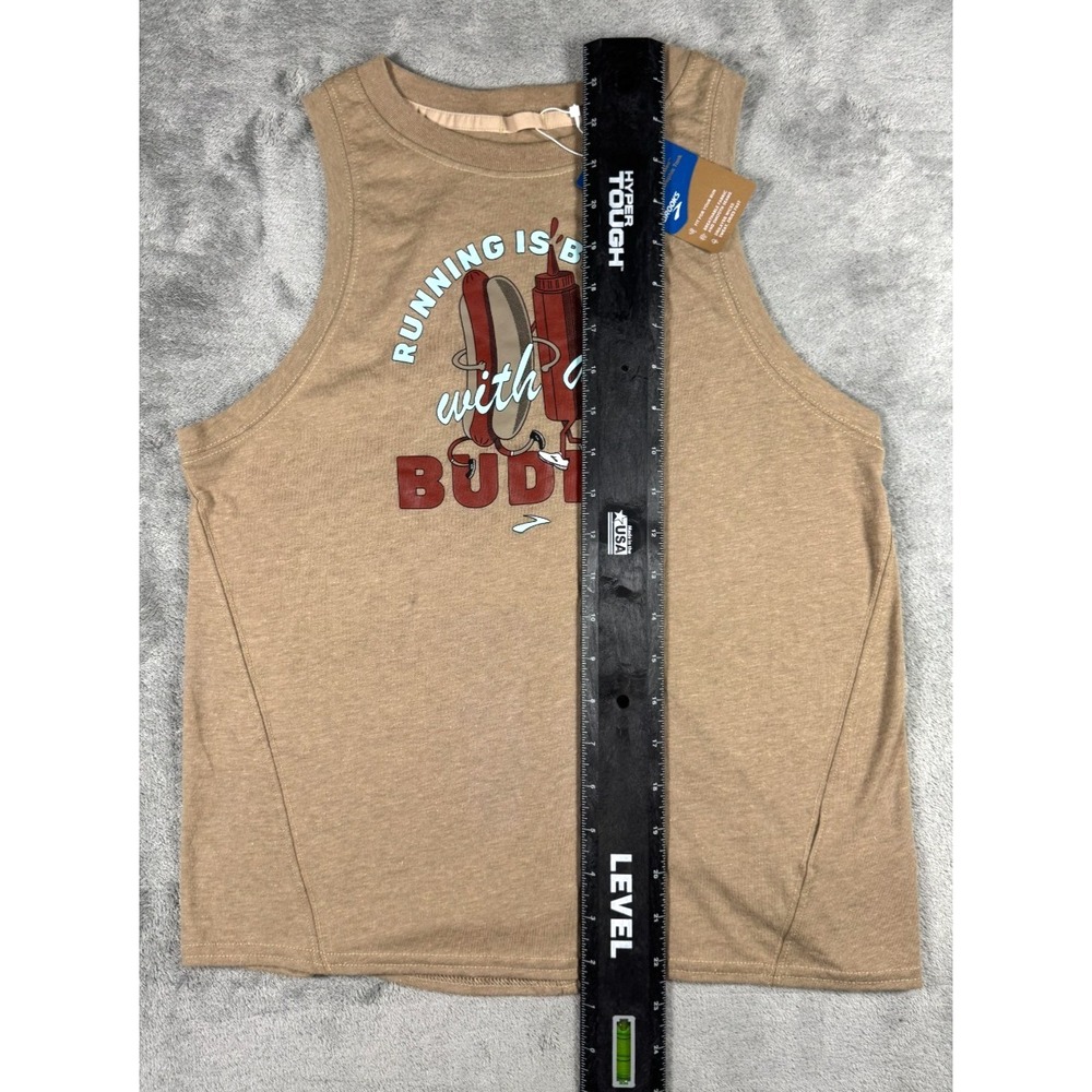 NWT: Brooks Shoes "Run Buddy" Distance Graphic Heather Oatmeal Tank Top Sz Small - Picture 3 of 12